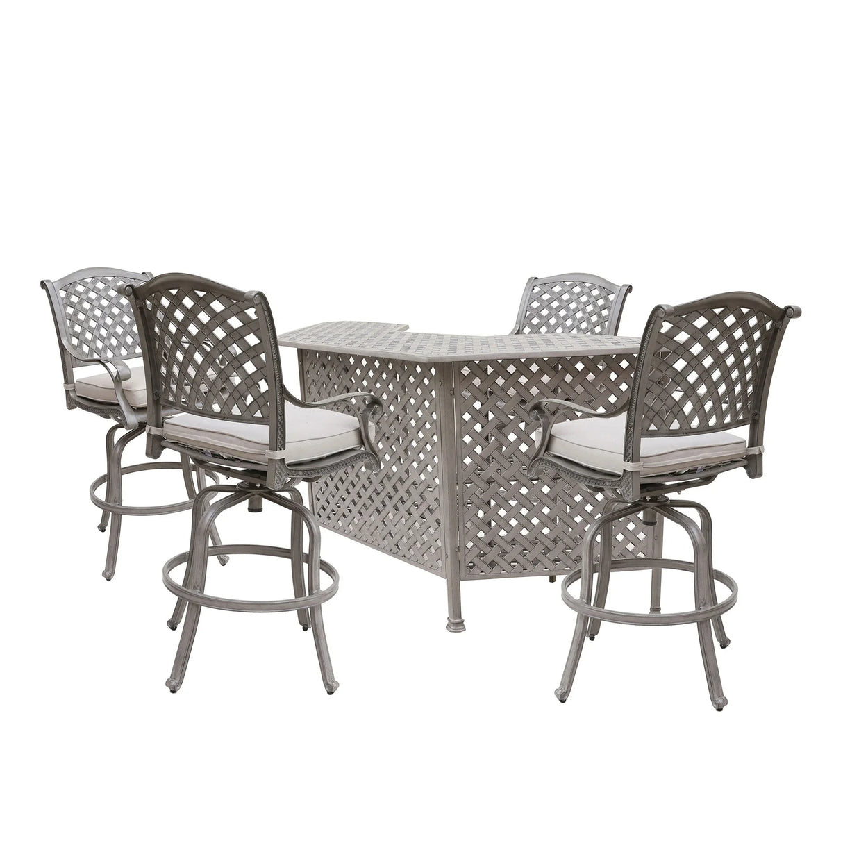 Cast Aluminum Bar Set With Cushion - Furniture Home Direct