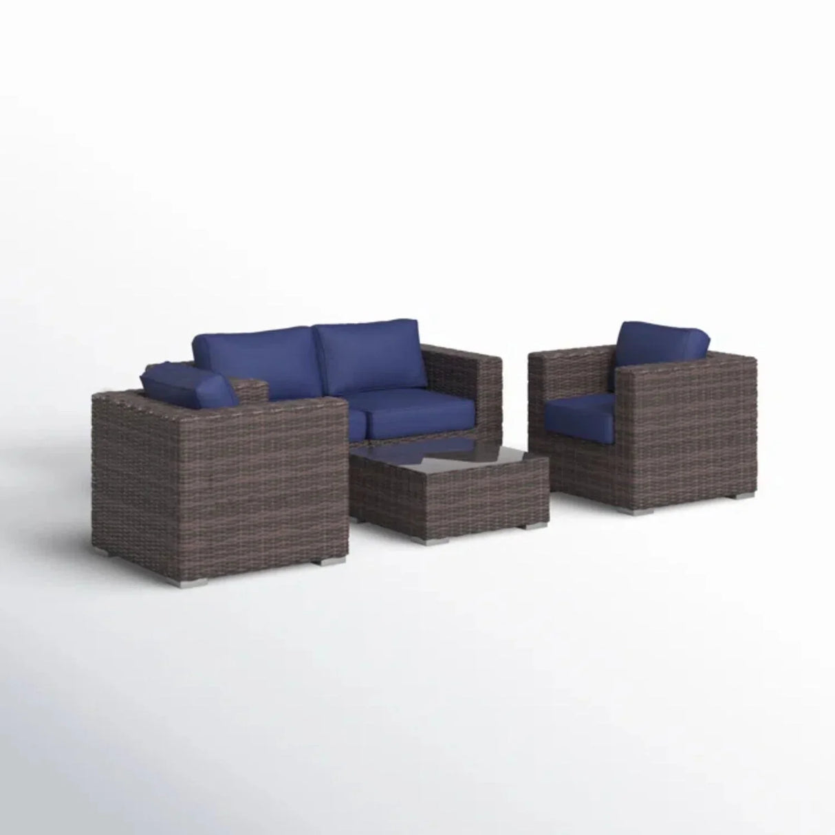 Wicker Seating Group Set With Table And Cushions - Furniture Home Direct
