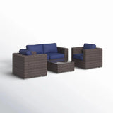 Wicker Seating Group Set With Table And Cushions - Furniture Home Direct