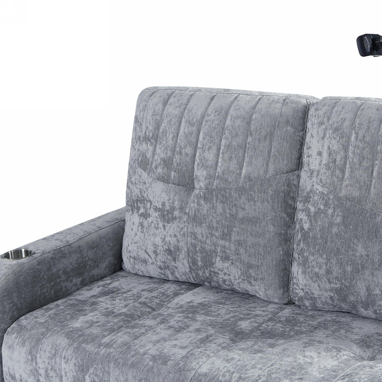 Sleeper Sofa With Adjustable Backrest, Two Cup Holders, Phone Holder, Three Charging Ports And Side Storage Pockets - Gray - Furniture Home Direct