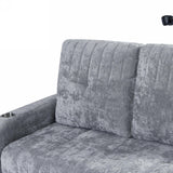 Sleeper Sofa With Adjustable Backrest, Two Cup Holders, Phone Holder, Three Charging Ports And Side Storage Pockets - Gray - Furniture Home Direct