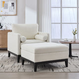 Farmhouse Upholstered Accent Chair With Ottoman, Reversible Lid Coffee Table - Furniture Home Direct
