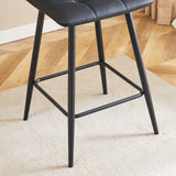 Counter Stool Set Faux Leather Tufted Cushions Black - Furniture Home Direct