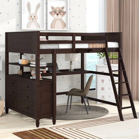Loft Bed With Drawers With Desk And Shelves - Furniture Home Direct