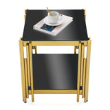Side Table Polished Black Glass Top Gold Frame Gold - Furniture Home Direct