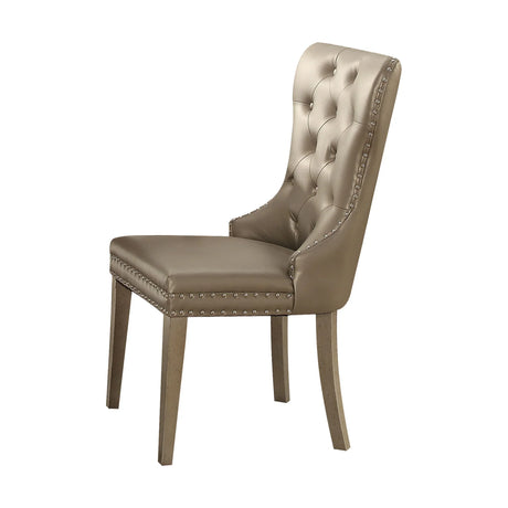 Kacela - Synthetic Leather Side Chair (Set of 2) - Champagne - Furniture Home Direct