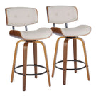 Lombardi - Mid-Century Modern Fixed Height Counter Stool With Swivel With Round Footrest (Set of 2) - Furniture Home Direct