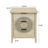 Hollow Carved 3 Drawer Cabinet Dresser Storage Chest With Metal Handles For Living Room Bedroom - Natural - Furniture Home Direct