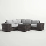 Modern Patio Rattan Sectional Set With Cushions - Furniture Home Direct