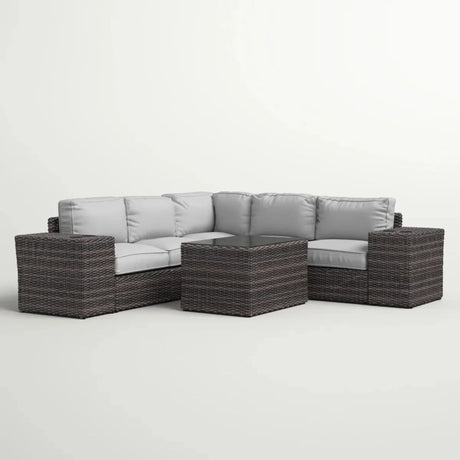 Modern Patio Rattan Sectional Set With Cushions - Furniture Home Direct