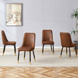 Dining Chair Set Velvet Midcentury Four Pack Brown - Furniture Home Direct