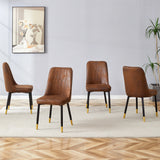 Dining Chair Set Velvet Midcentury Four Pack Brown - Furniture Home Direct