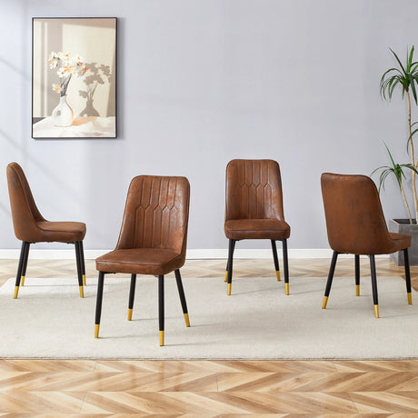 Dining Chair Set Velvet Midcentury Four Pack Brown - Furniture Home Direct