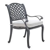 Stylish Outdoor 5 Piece Aluminum Dining Set With Cushion (4 Arm Chairs And Table) - Sandstorm - Furniture Home Direct