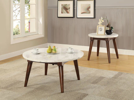 Gasha - Coffee Table - White Marble / Walnut - Furniture Home Direct