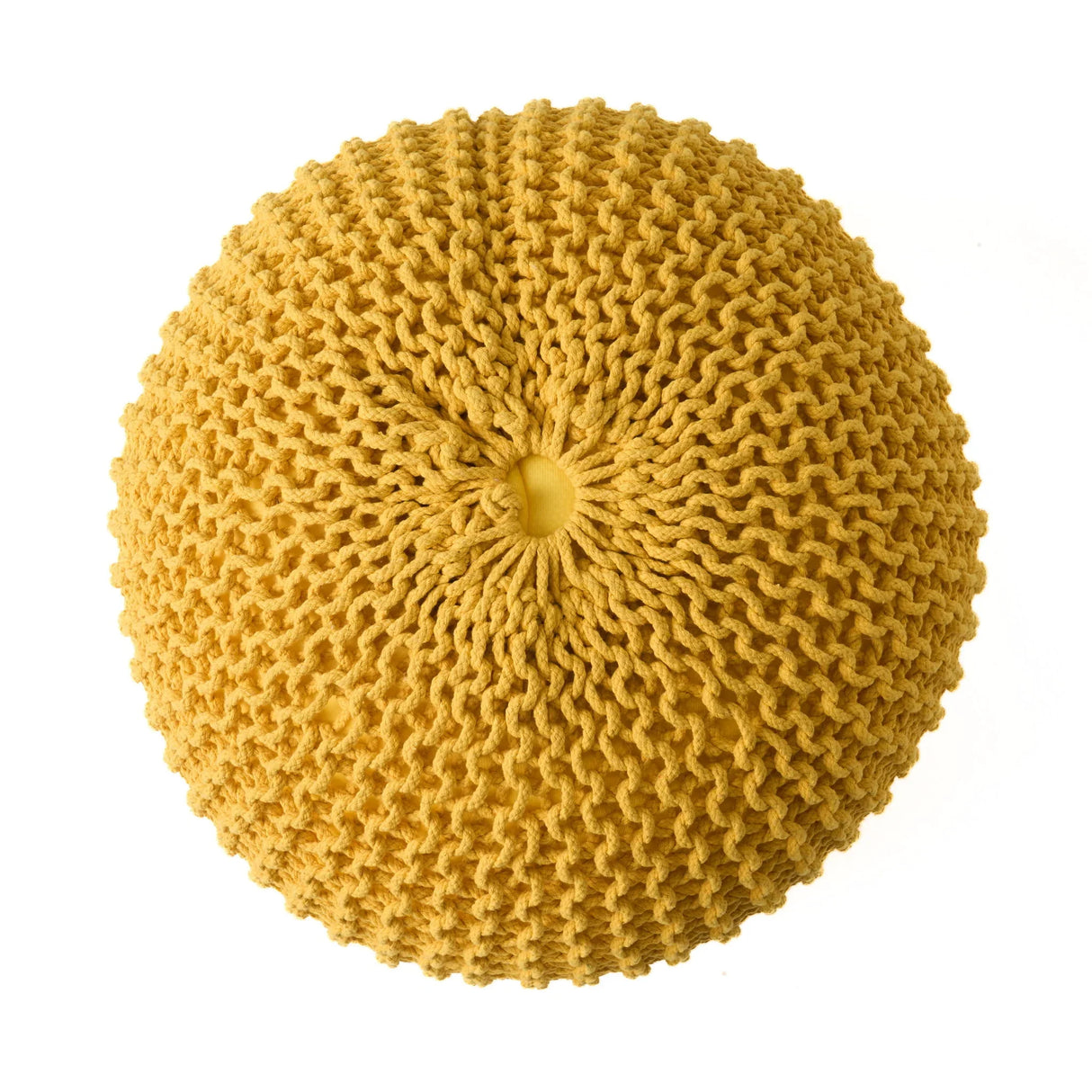 Bordeaux - Knitted Cotton Round Pouf Ottoman, Floor Cushion - Furniture Home Direct