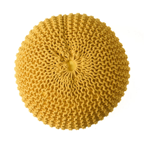 Bordeaux - Knitted Cotton Round Pouf Ottoman, Floor Cushion - Furniture Home Direct
