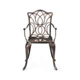 Outdoor Dining Chair With Floral Design And Curved Saber Legs (Set of 2) - Copper
