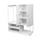 Wardrobe Closet System With Shelves And Hanging Rod White - Furniture Home Direct
