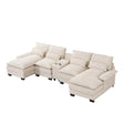 U Shaped Sofa With Console, Cupholders, USB Ports, 6 Seat, Bronzing Suede & Chenille - Furniture Home Direct
