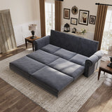 3 In 1 Convertible Sleeper Sofa With Nailhead Trim & Rolled Arm - Furniture Home Direct
