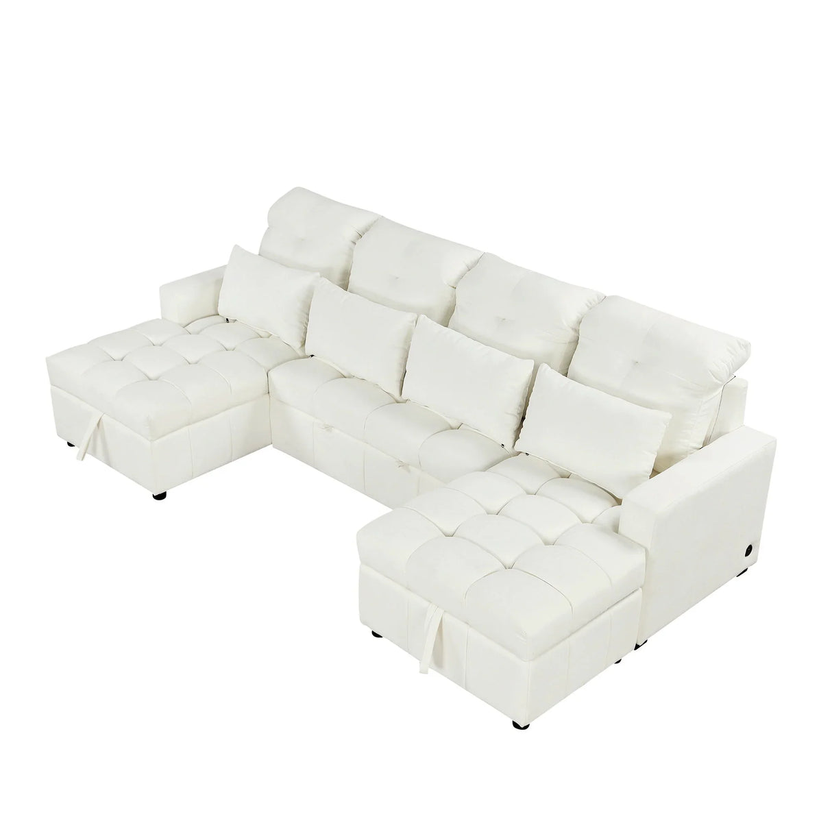 Oversized U-Shaped Versatile Sectional, Pull-Out Sofa Bed With Double Storage Chaise Lounges And 2 USB Ports For Living Room - Furniture Home Direct