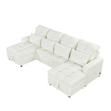Oversized U-Shaped Versatile Sectional, Pull-Out Sofa Bed With Double Storage Chaise Lounges And 2 USB Ports For Living Room - Furniture Home Direct