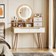 Vanity Desk With Lighted Mirror Modern Wood Finish White - Furniture Home Direct
