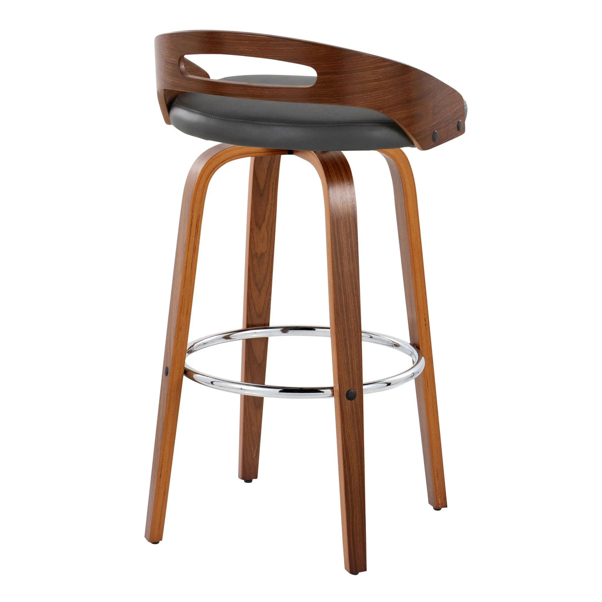Cassis - Contemporary Fixed Height Barstool With Swivel With Round Footrest (Set of 2) - Furniture Home Direct