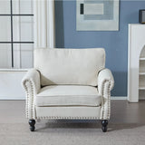 Rolled Arm Sofa With Nailhead Trim, 1 Seater Upholstered Couch With Wooden Legs - Furniture Home Direct