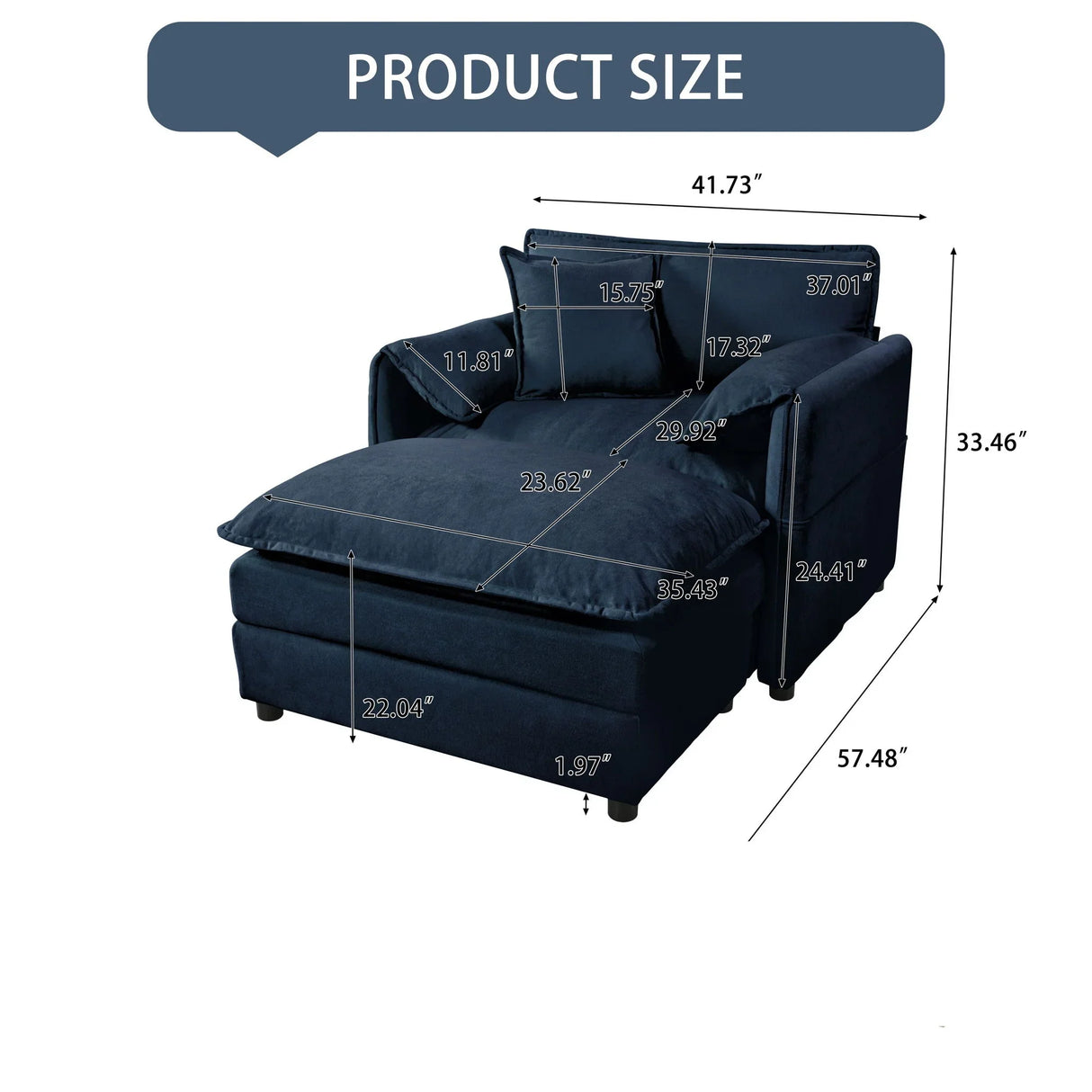 Oversized Chair With Movable Ottoman, Soft Upholstered Lounge Chair - Furniture Home Direct