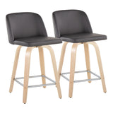 Toriano - Contemporary Fixed Height Counter Stool With Swivel With Square Footrest (Set of 2) - Furniture Home Direct