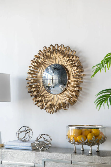 Sunburst Design Wall Mirror Decorative en For Entryway, Modern Living Room - Gold - Furniture Home Direct