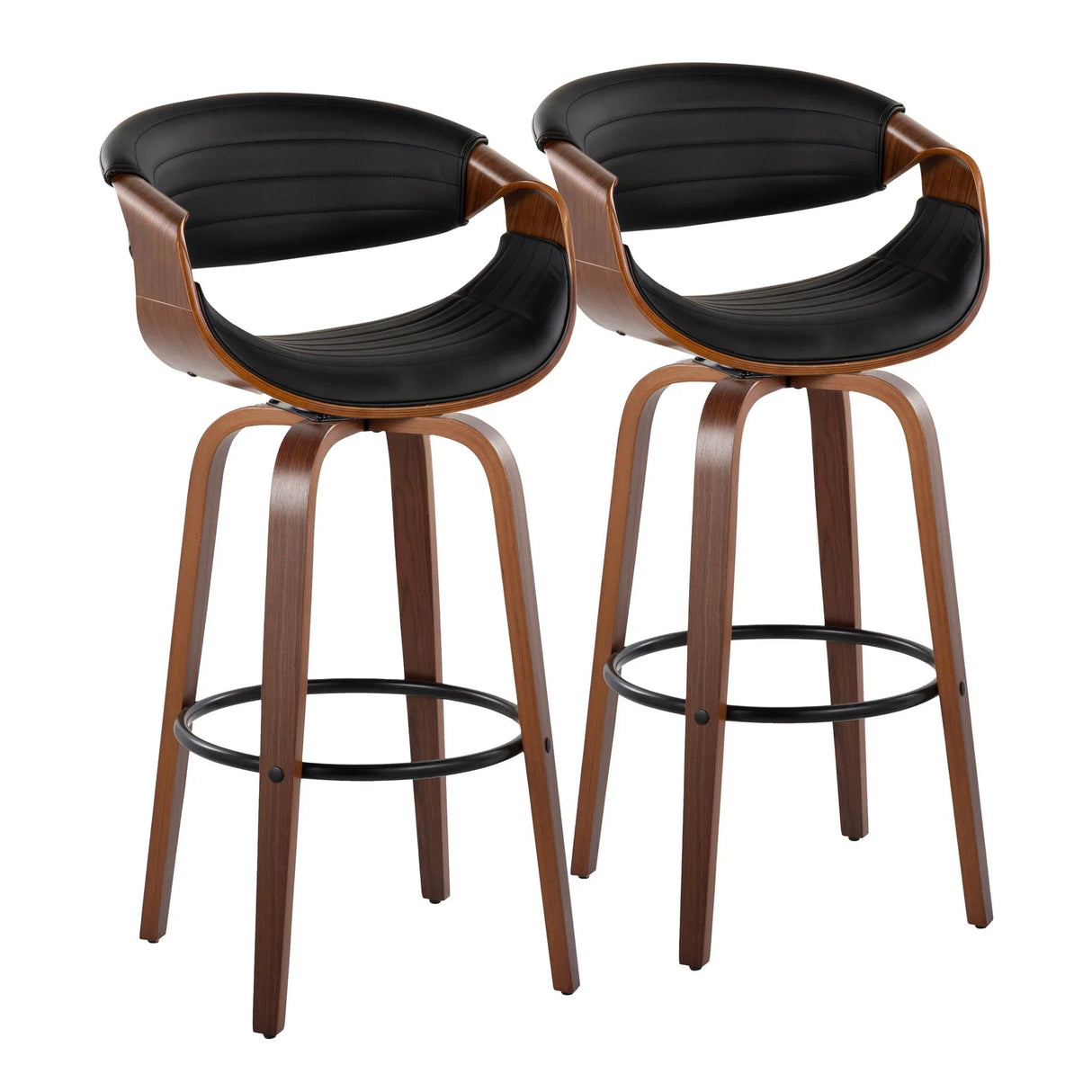 Symphony - Mid Century Modern Fixed Height Barstool With Swivel And Round Footrest (Set of 2) - Furniture Home Direct