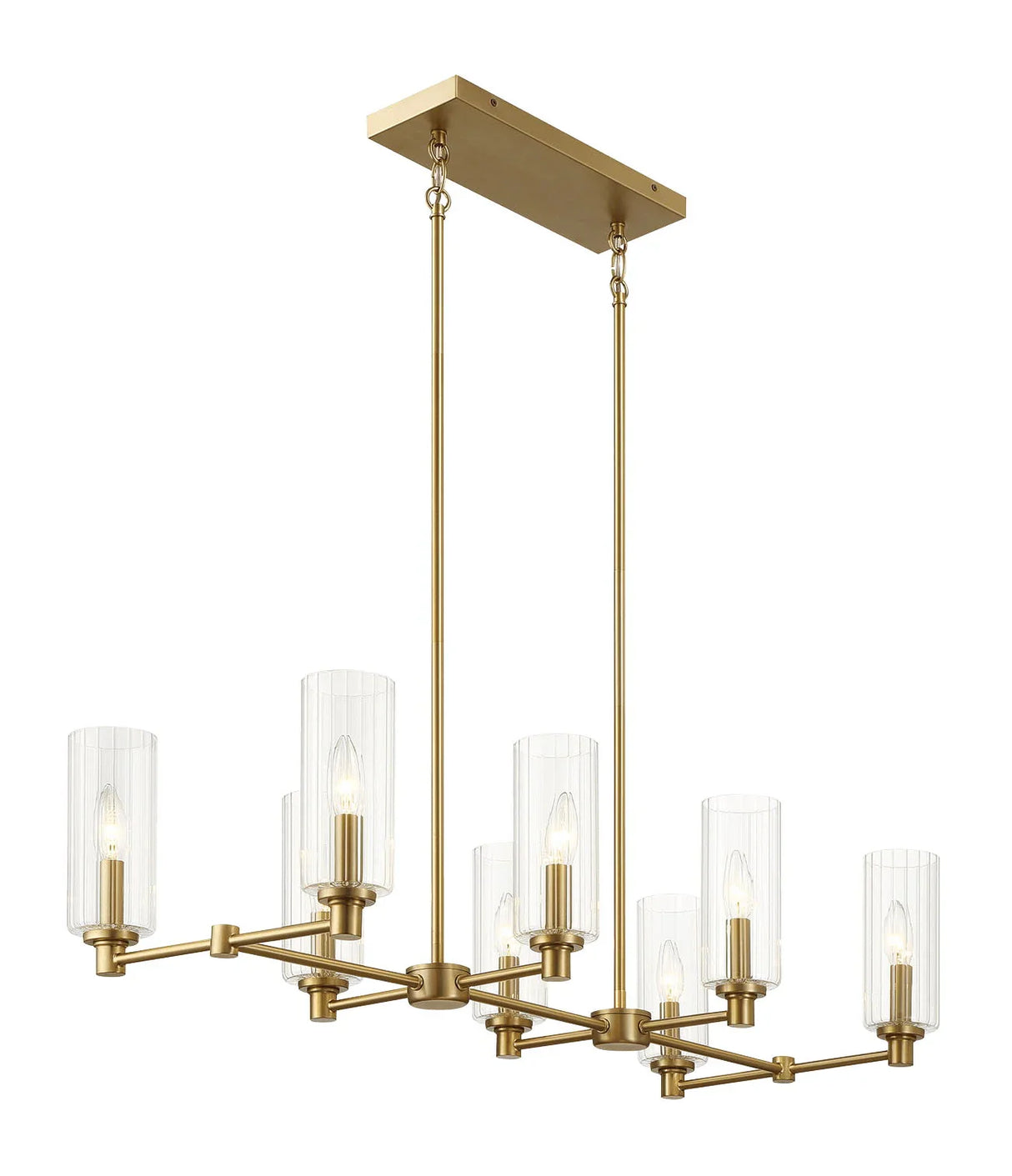 Willow - 8 Lights Island Chandelier - Antique Brass / Clear / Gold - Furniture Home Direct