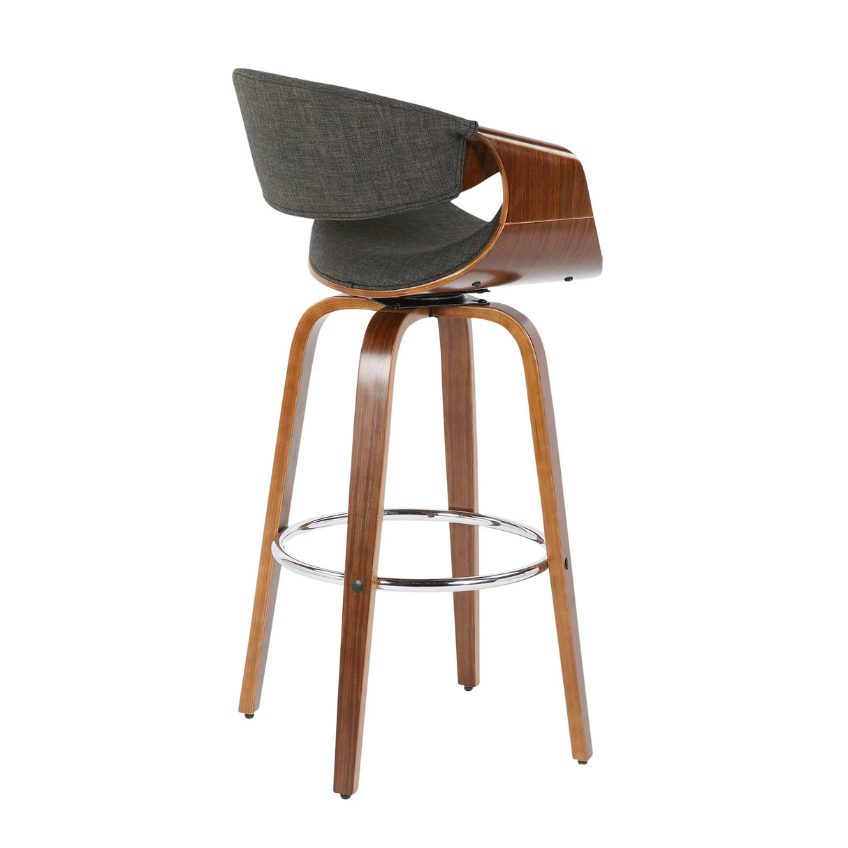 Curvini Mid - Century Modern Fixed Height Barstool With Swivel (Set of 2) - Furniture Home Direct