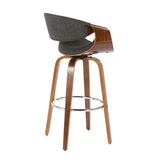 Curvini Mid - Century Modern Fixed Height Barstool With Swivel (Set of 2) - Furniture Home Direct