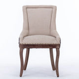 Ultra Side Dining Chair, Thickened Fabric Chairs With Neutrally Toned Solid Wood Legs, Bronze Nail Head (Set of 2) - Furniture Home Direct