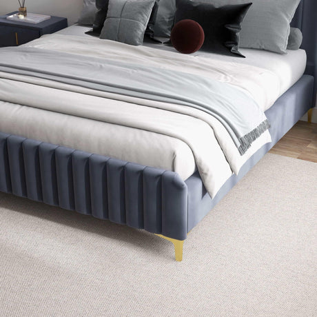 Bethany - Queen Upholstered Platform Bed - Gray - Furniture Home Direct