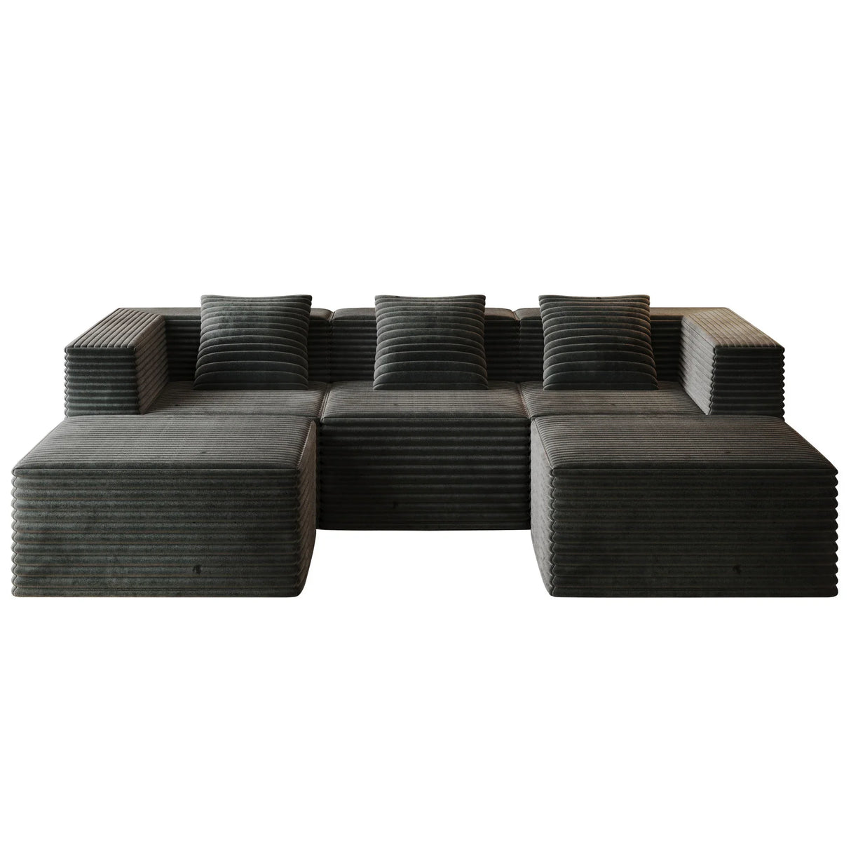 Compression Sofa With 2 Ottomans - Furniture Home Direct