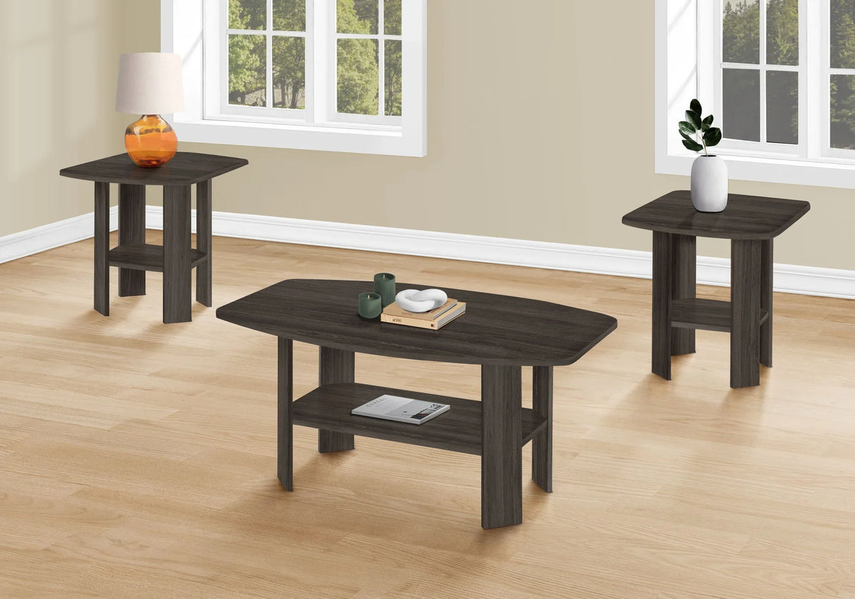 Table Set: Coffee, End, Side, Accent, Living Room, Transitional (Set of 3) - Oak - Furniture Home Direct