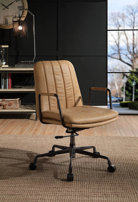 Eclarn - Top Grain Leather Office Chair - Brown - Furniture Home Direct