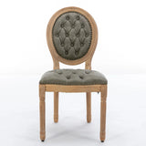 French Style Solid Wood Frame Antique Painting, Hand-Pulled Buckle Decoration PU Artificial Leather Dining Chair With Nailhead Trim, Wood Legs - Furniture Home Direct