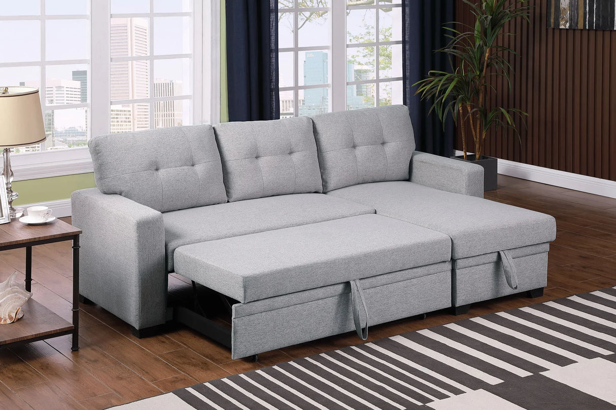 Upholstered Pull Out Sectional Sofa With Chaise - Furniture Home Direct