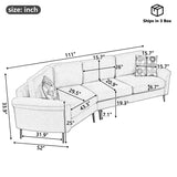 Upholstered 3 Seater Curved Sofa With Printed Pillows Chenille - Furniture Home Direct