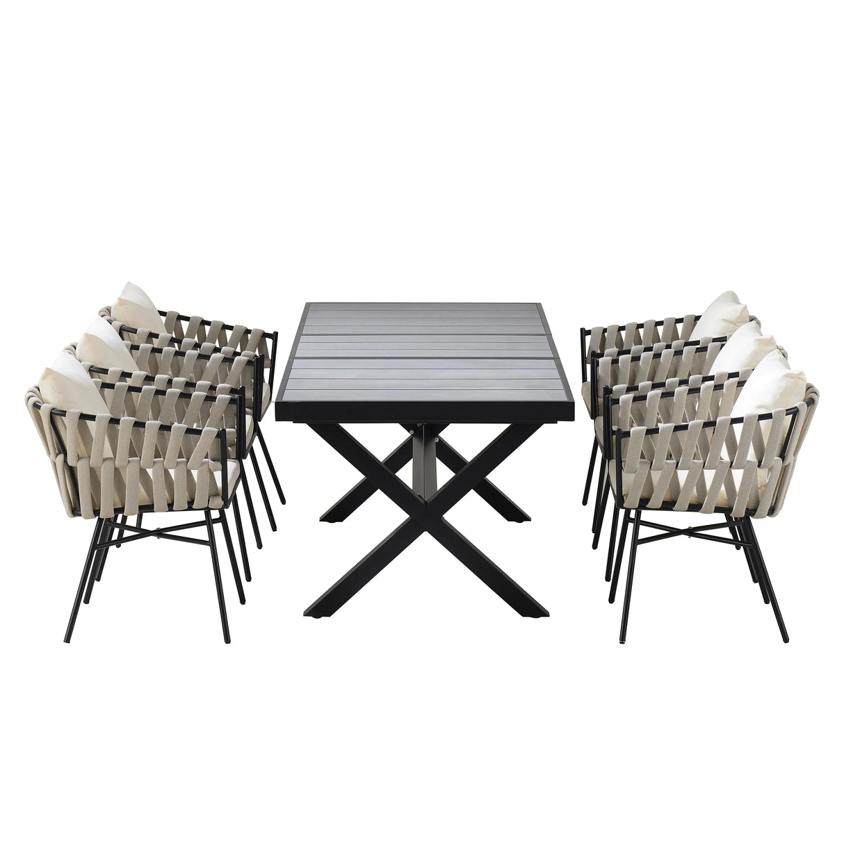 Outdoor 7 Piece DIning Set - Beige - Furniture Home Direct