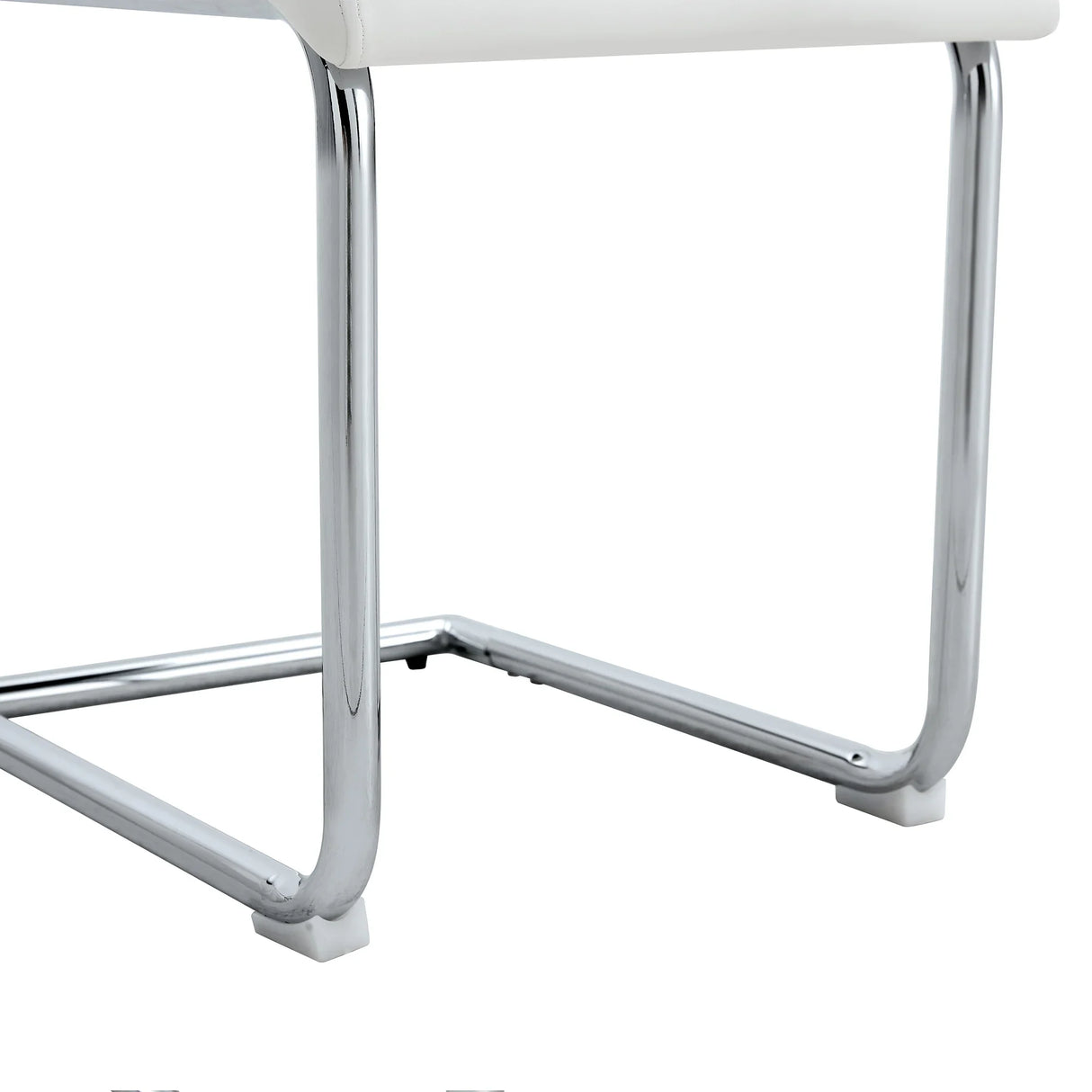 Dining Chairs Set Contemporary PU Upholstered Chrome White - Furniture Home Direct