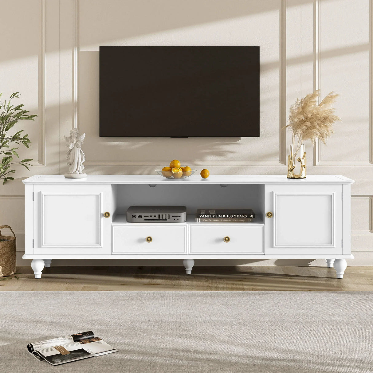 TV Stand For TVs Up To 80", Entertainment Center With Open Compartment - Furniture Home Direct