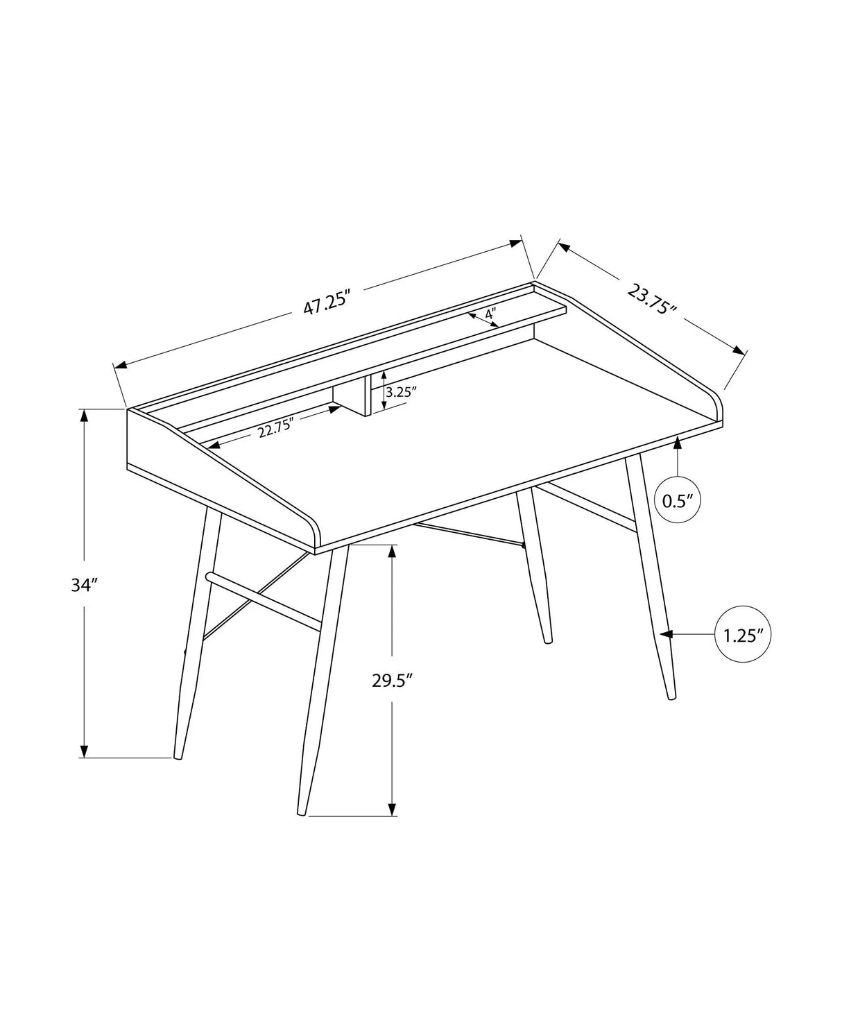 Computer Desk For Home Office, Sturdy Construction, Storage Shelves - Furniture Home Direct