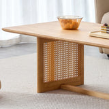 Coffee Table Solid Wood With Woven Rattan Panels Natural - Furniture Home Direct